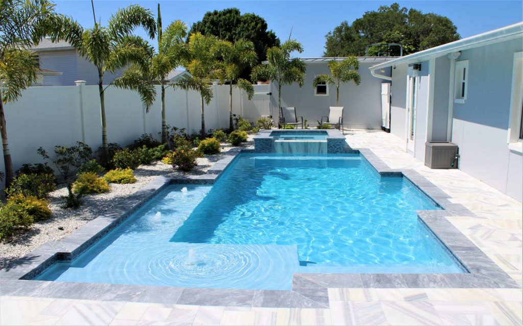 Beautiful angular outdoor swimming pool Tampa Bay